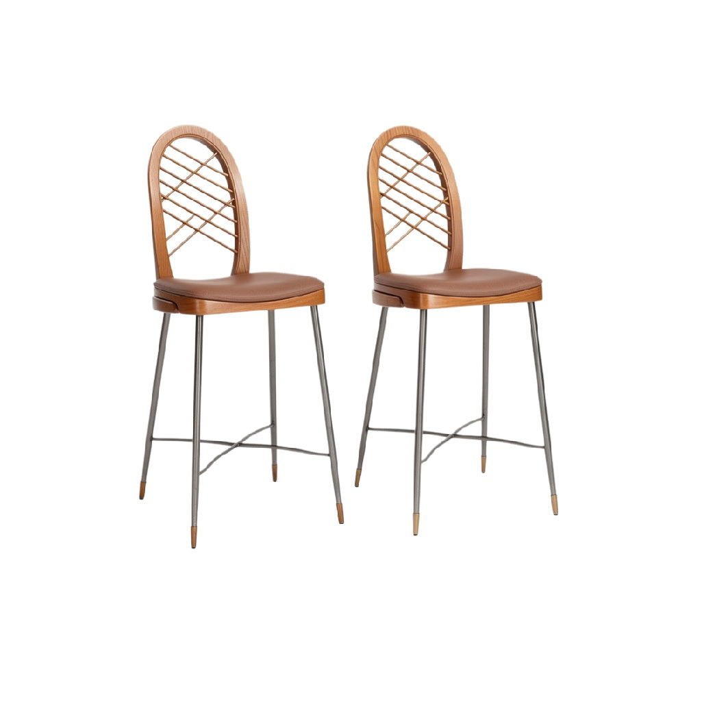 Modern Upholstered Bar Stools with Metal Frame and Elegant Backrest Design