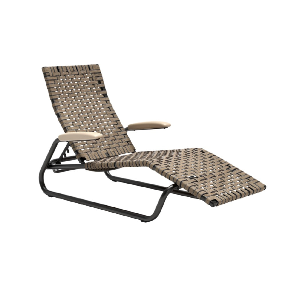 "Stylish Outdoor Woven Chaise Lounge with Adjustable Backrest"