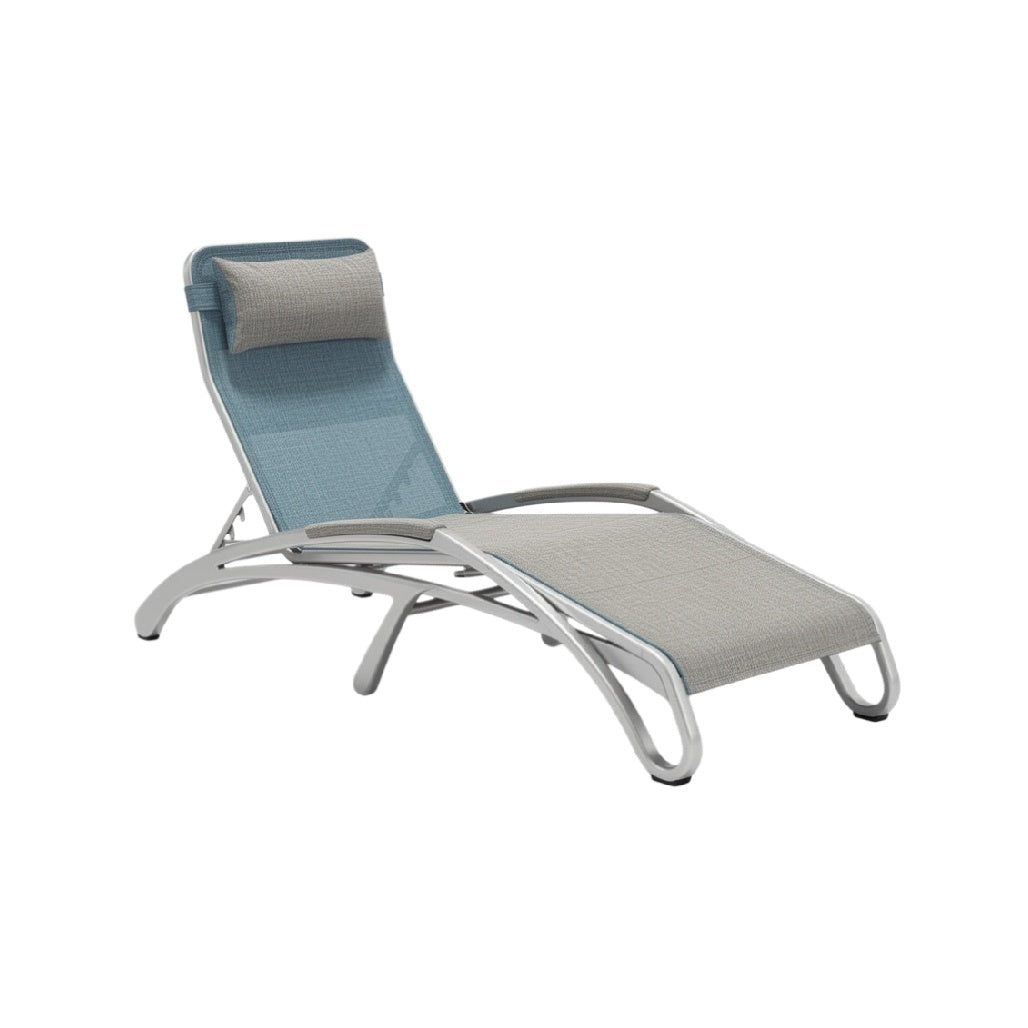 Adjustable Outdoor Lounger with Comfort Pillow and Aluminum Frame